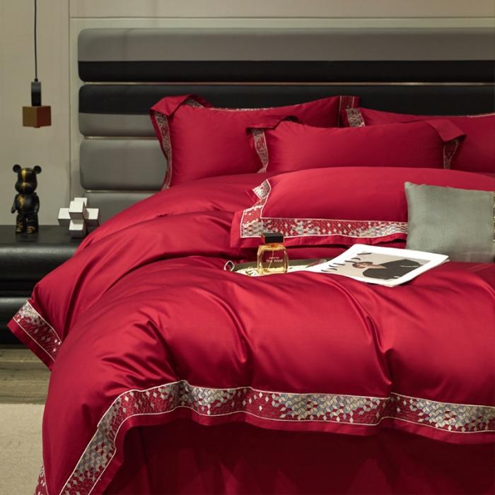 91家纺网 家纺一手货源 找家纺 新款100支长绒棉宽边刺绣套件