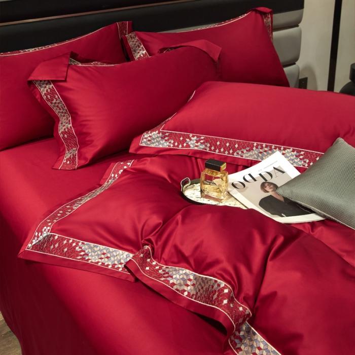 91家纺网 家纺一手货源 找家纺 新款100支长绒棉宽边刺绣套件