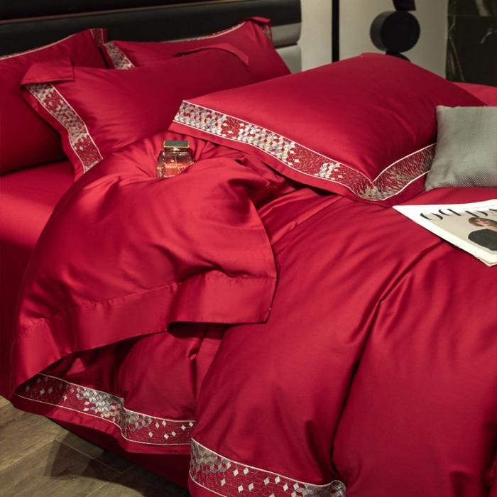 91家纺网 家纺一手货源 找家纺 新款100支长绒棉宽边刺绣套件