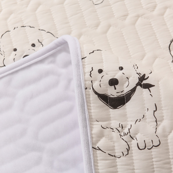 91家纺网 家纺一手货源 找家纺 恋绒 2023新款全棉护理垫防水隔尿垫姨妈垫床盖 宠物派对