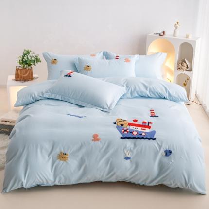 91家纺网 家纺一手货源 找家纺 栩裕纺织 2025新款绣花贴布绣数码印花磨毛四件套 航海