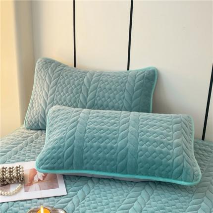 91家纺网 家纺一手货源 找家纺 梦舒羽 2025新款牛奶绒夹棉轻奢枕套枕芯套枕头套 轻奢-浅水兰