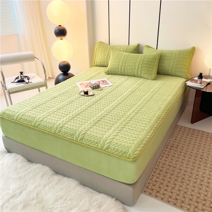 91家纺网 家纺一手货源 找家纺 梦舒羽 2025新款牛奶绒夹棉轻奢枕套枕芯套枕头套 轻奢-抹茶绿