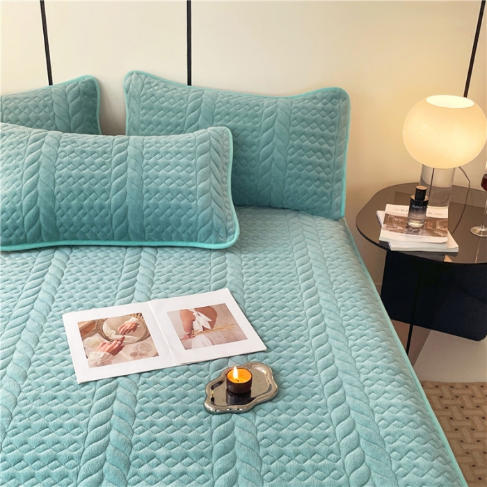 91家纺网 家纺一手货源 找家纺 梦舒羽 2025新款牛奶绒夹棉轻奢枕套枕芯套枕头套 轻奢-浅水兰