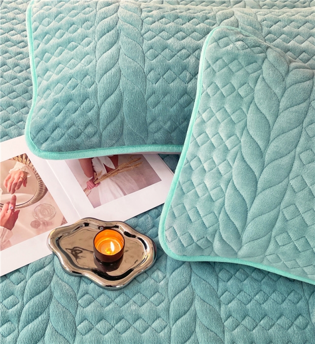 91家纺网 家纺一手货源 找家纺 梦舒羽 2025新款牛奶绒夹棉轻奢枕套枕芯套枕头套 轻奢-浅水兰