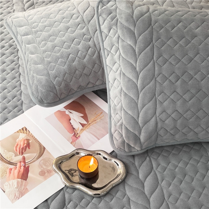 91家纺网 家纺一手货源 找家纺 梦舒羽 2025新款牛奶绒夹棉轻奢枕套枕芯套枕头套 轻奢-星辰灰