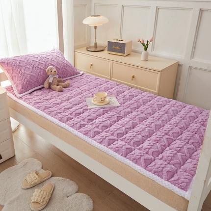 尚舒雅 学生塔芙蓉牛奶绒床垫软垫法兰绒垫子宿舍床褥 宽边—紫色