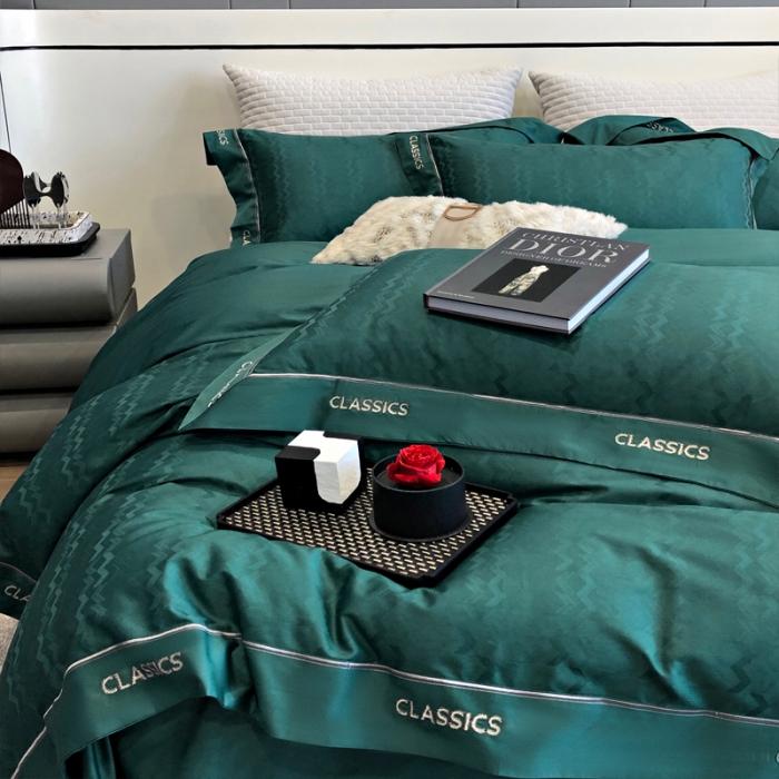 91家纺网 家纺一手货源 找家纺 新款100支长绒棉提花拼角刺绣套件