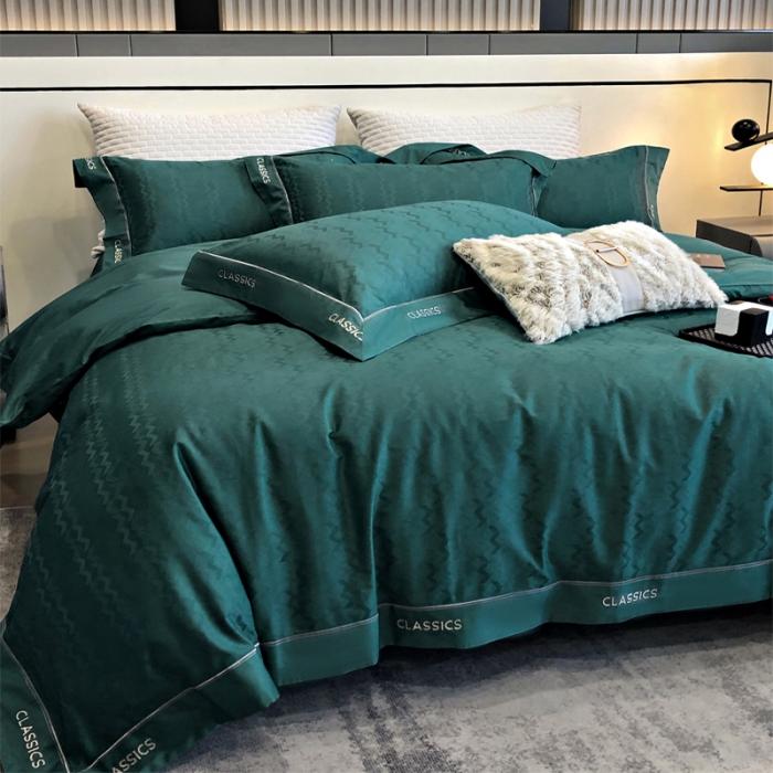 91家纺网 家纺一手货源 找家纺 新款100支长绒棉提花拼角刺绣套件