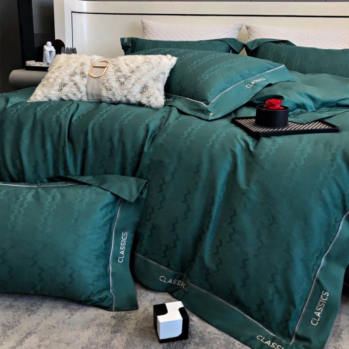 91家纺网 家纺一手货源 找家纺 新款100支长绒棉提花拼角刺绣套件