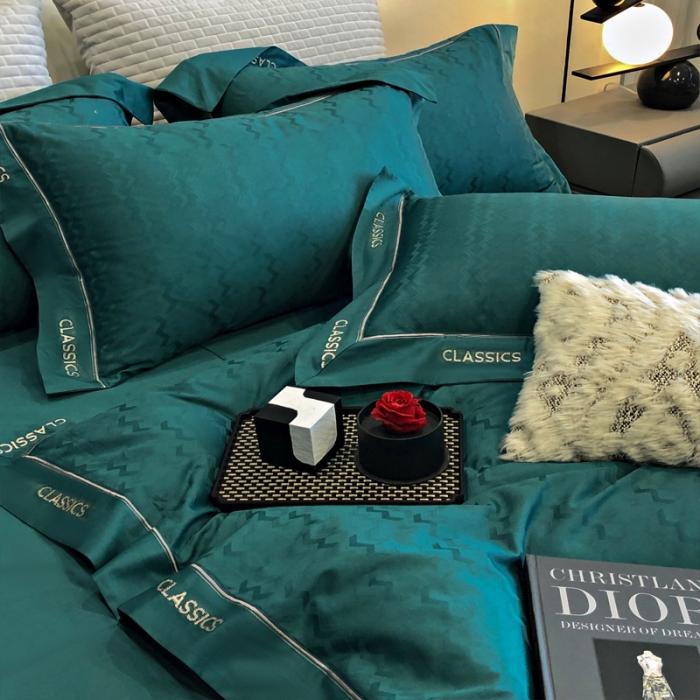 91家纺网 家纺一手货源 找家纺 新款100支长绒棉提花拼角刺绣套件