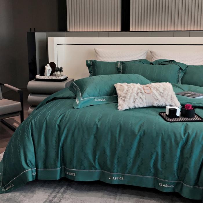 91家纺网 家纺一手货源 找家纺 新款100支长绒棉提花拼角刺绣套件