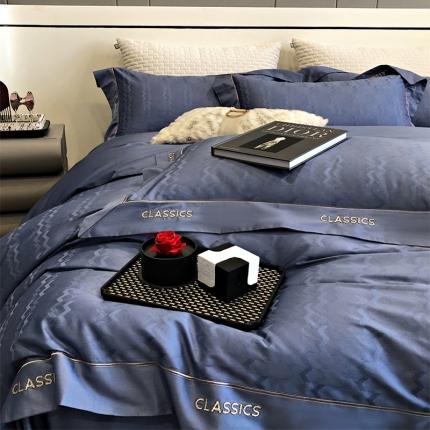 新款100支长绒棉提花拼角刺绣套件