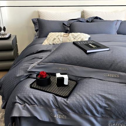 新款100支长绒棉提花拼角刺绣套件