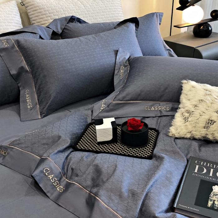 91家纺网 家纺一手货源 找家纺 新款100支长绒棉提花拼角刺绣套件