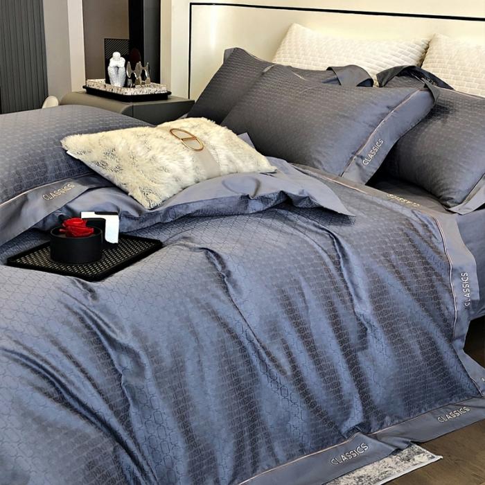 91家纺网 家纺一手货源 找家纺 新款100支长绒棉提花拼角刺绣套件