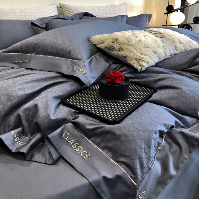 91家纺网 家纺一手货源 找家纺 新款100支长绒棉提花拼角刺绣套件