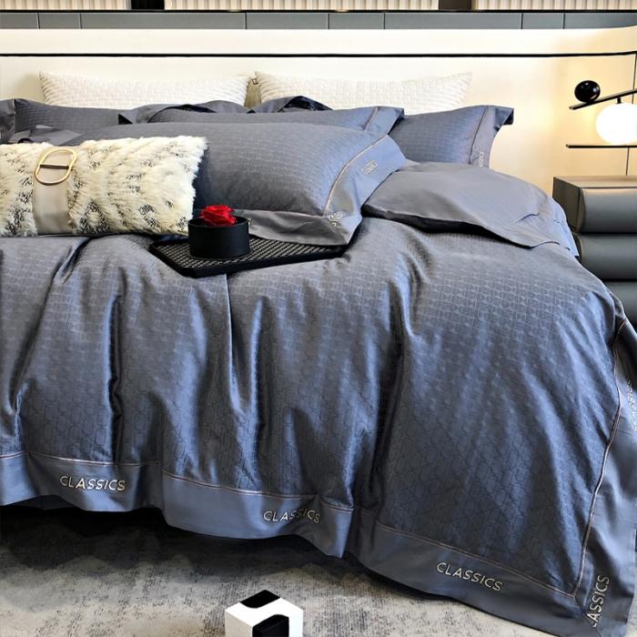 91家纺网 家纺一手货源 找家纺 新款100支长绒棉提花拼角刺绣套件