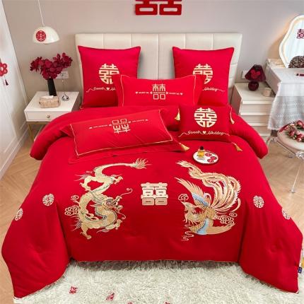 91家纺网 家纺一手货源 找家纺 甜咪咪 2023新款居家婚庆被结婚被婚庆大豆被 春秋冬喜被 挚爱龙凤