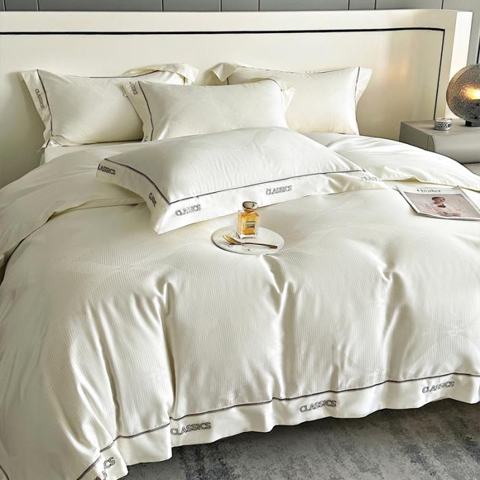 91家纺网 家纺一手货源 找家纺 新款100支长绒棉提花拼角刺绣套件