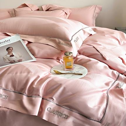 新款100支长绒棉提花拼角刺绣套件