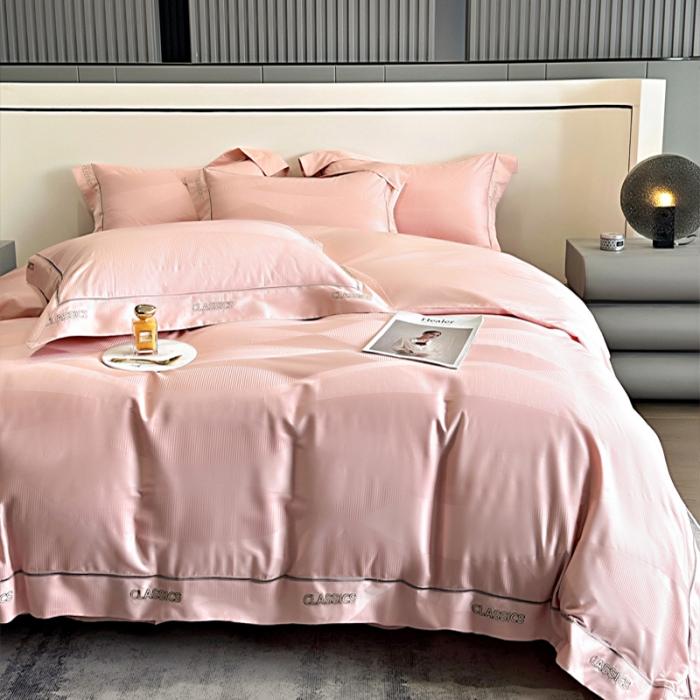 91家纺网 家纺一手货源 找家纺 新款100支长绒棉提花拼角刺绣套件