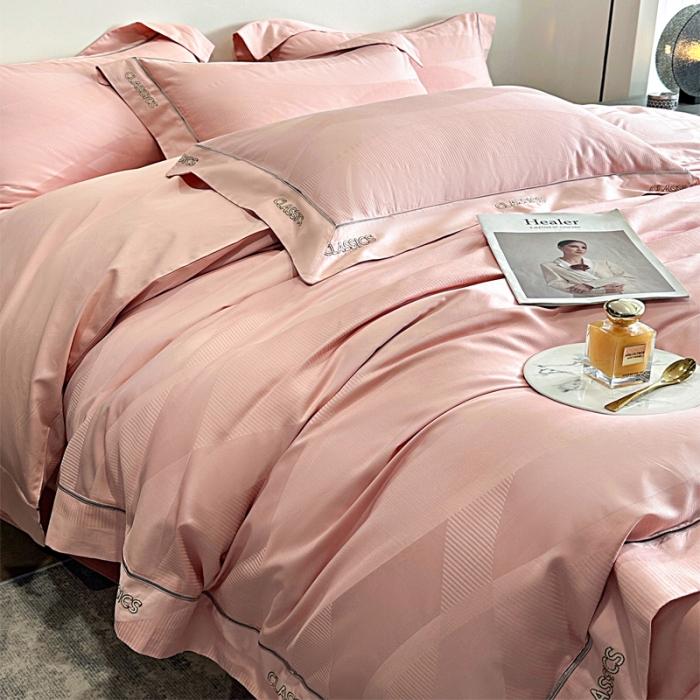 91家纺网 家纺一手货源 找家纺 新款100支长绒棉提花拼角刺绣套件