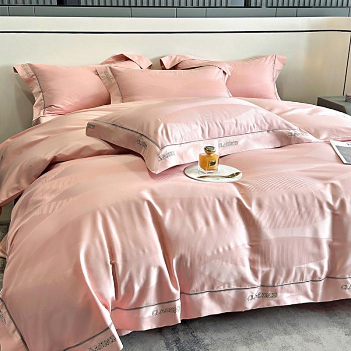 91家纺网 家纺一手货源 找家纺 新款100支长绒棉提花拼角刺绣套件