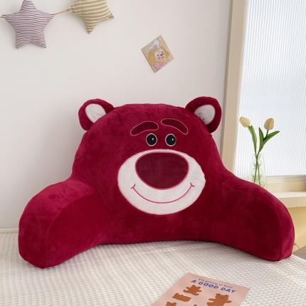 乐坊 2024新款牛奶绒绣花单人靠垫-风格二 大耳朵熊红