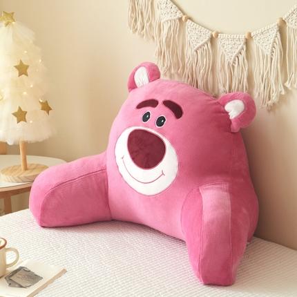 91家纺网 家纺一手货源 找家纺 乐坊 2024新款牛奶绒绣花单人靠垫-风格一 大耳朵熊-粉