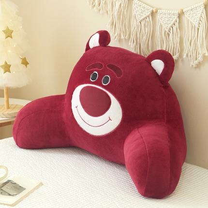 91家纺网 家纺一手货源 找家纺 乐坊 2024新款牛奶绒绣花单人靠垫-风格一 大耳朵熊-酒红