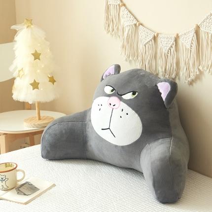 91家纺网 家纺一手货源 找家纺 乐坊 2024新款牛奶绒绣花单人靠垫-风格一 愤怒猫