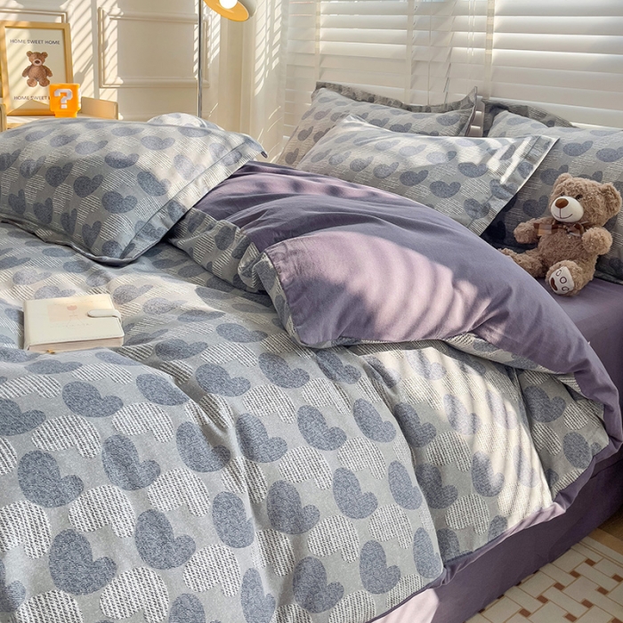 91家纺网 家纺一手货源 找家纺 暖芯优选 2025新款小清新印花全棉磨毛四件套 吾安心