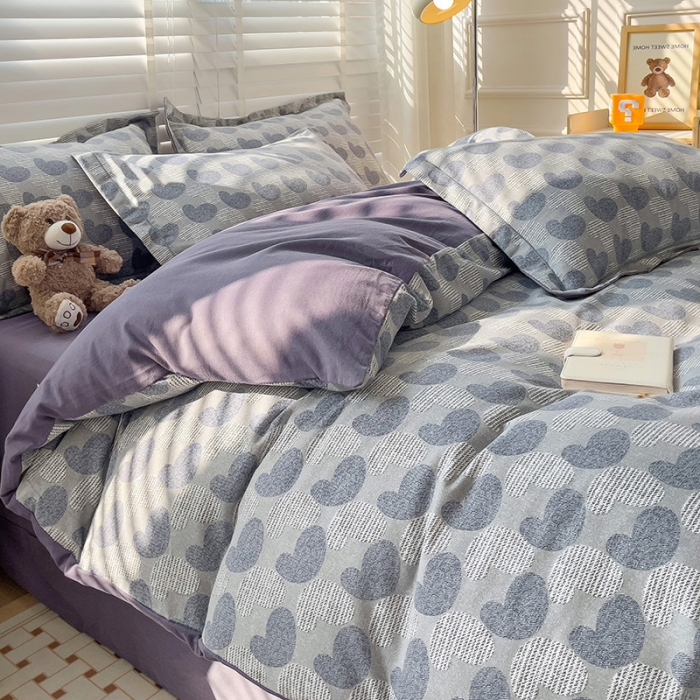 91家纺网 家纺一手货源 找家纺 暖芯优选 2025新款小清新印花全棉磨毛四件套 吾安心