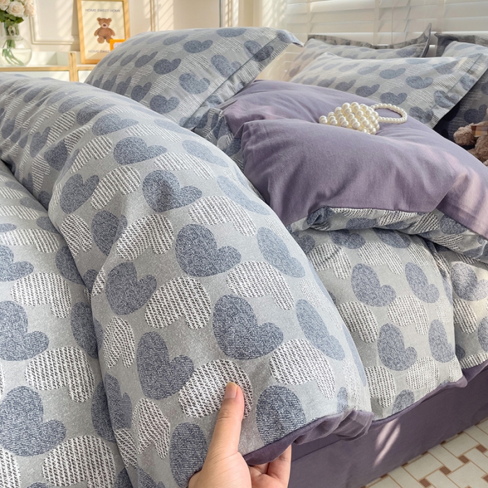 91家纺网 家纺一手货源 找家纺 暖芯优选 2025新款小清新印花全棉磨毛四件套 吾安心