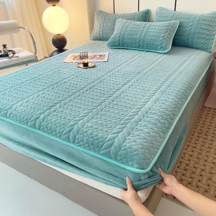 91家纺网 家纺一手货源 找家纺 总 牛奶绒轻奢夹棉床笠三件套床盖床罩床护垫床垫保护罩1