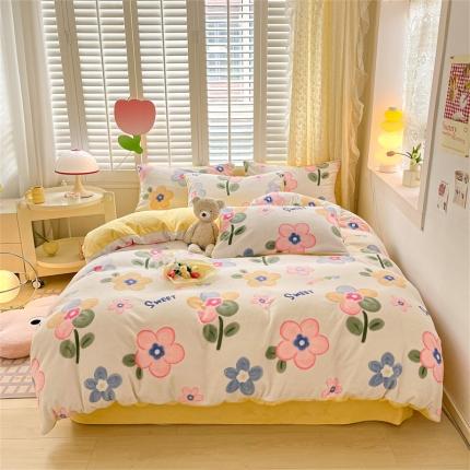 91家纺网 家纺一手货源 找家纺 古吉梦 2023新增牛奶绒印花（跑量款）多彩花