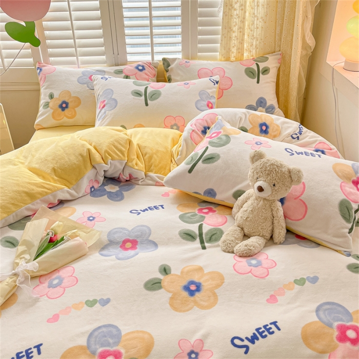 91家纺网 家纺一手货源 找家纺 古吉梦 2023新增牛奶绒印花（跑量款）多彩花