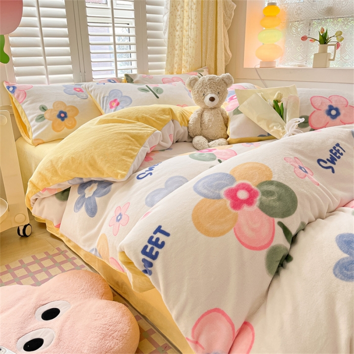 91家纺网 家纺一手货源 找家纺 古吉梦 2023新增牛奶绒印花（跑量款）多彩花