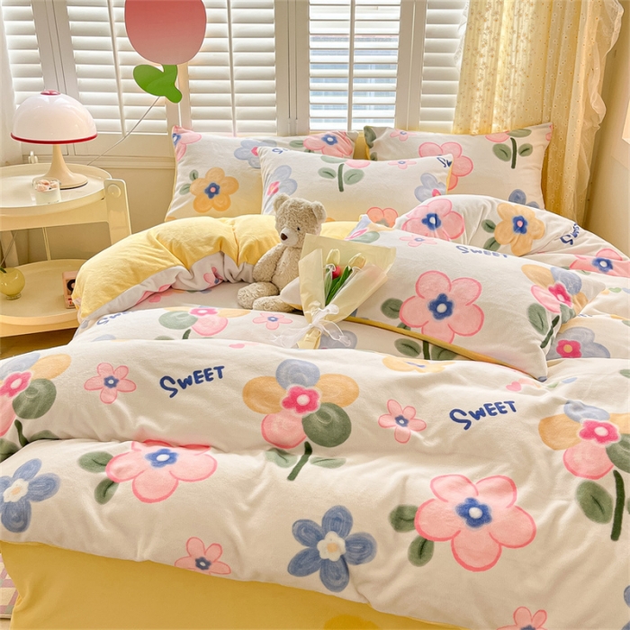 91家纺网 家纺一手货源 找家纺 古吉梦 2023新增牛奶绒印花（跑量款）多彩花