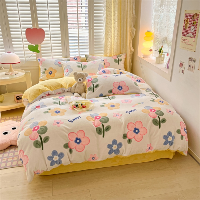 91家纺网 家纺一手货源 找家纺 古吉梦 2023新增牛奶绒印花（跑量款）多彩花