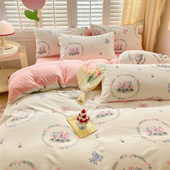 91家纺网 家纺一手货源 找家纺 古吉梦 2023新增牛奶绒印花（跑量款） 花园兔