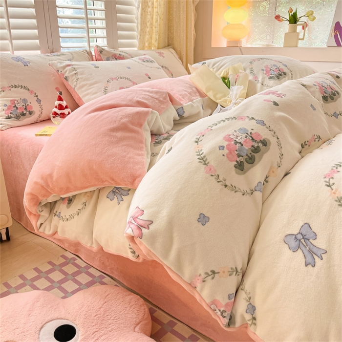 91家纺网 家纺一手货源 找家纺 古吉梦 2023新增牛奶绒印花（跑量款） 花园兔