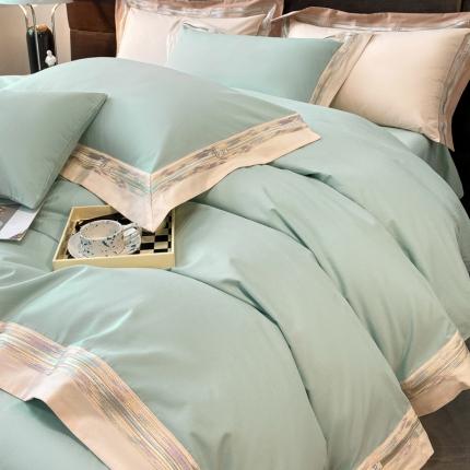 91家纺网 家纺一手货源 找家纺 总爱妮菲 （2代磨毛/不掉毛）A类加厚全棉磨毛四件套纯棉轻奢刺绣床笠款