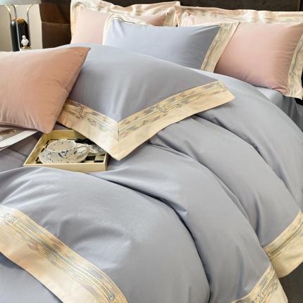 91家纺网 家纺一手货源 找家纺 总爱妮菲 （2代磨毛/不掉毛）A类加厚全棉磨毛四件套纯棉轻奢刺绣床笠款