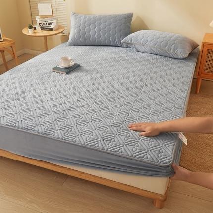 总2024新款牛奶绒水晶绒纯色夹棉单床笠三件套席梦思床护垫