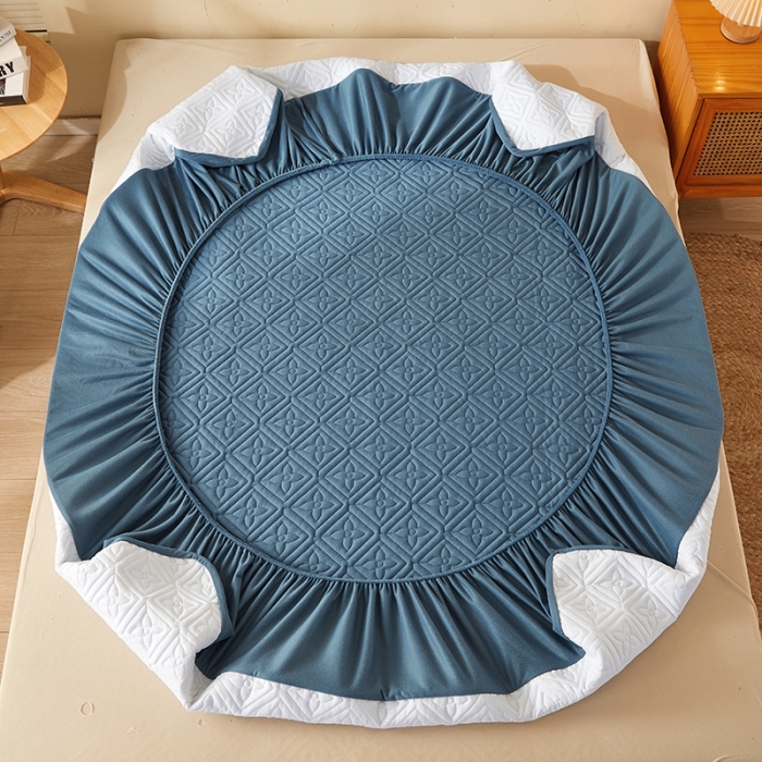 91家纺网 家纺一手货源 找家纺 胜权家纺 2023新款纯色牛奶水晶绒夹棉床笠-星辰 星辰-雾蓝