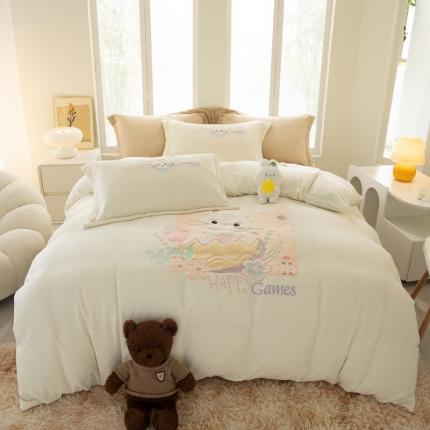 91家纺网 家纺一手货源 找家纺 （总）塔塔家居 2025新款高克牛奶绒贴布绣四件套