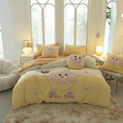 91家纺网 家纺一手货源 找家纺 （总）塔塔家居 2025新款高克牛奶绒贴布绣四件套