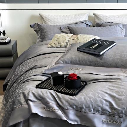 新款100支长绒棉提花拼角刺绣套件